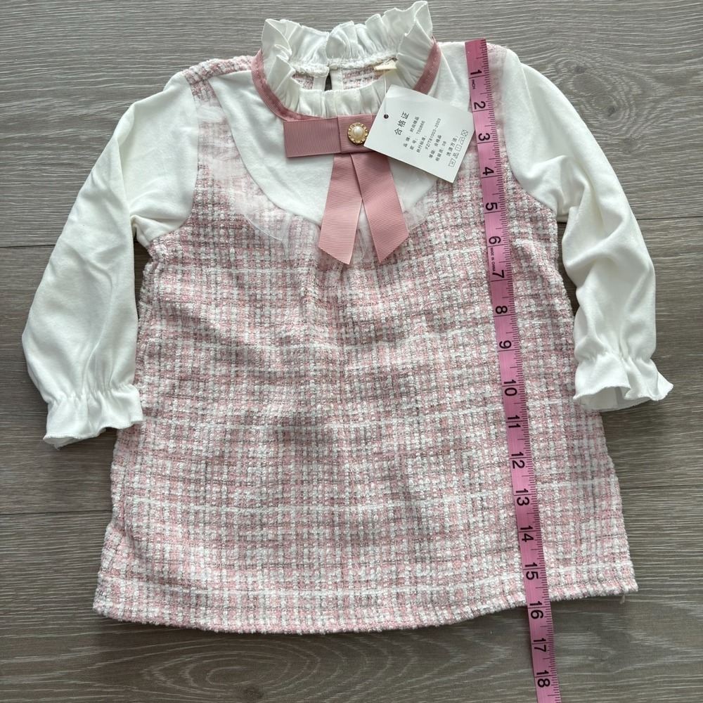 NWT Fashion Classic Clothes Kids Pink 90s Bow Detail A-Line Dress Size 12-24M - Picture 10 of 12